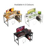 DOMSHOCT L Shaped Gaming Desk with Power Outlets 3 colors