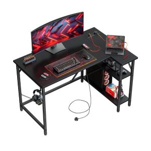 DOMSHOCT L Shaped Gaming Desk with Power Outlets